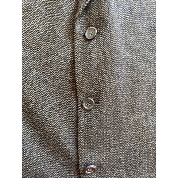 Jack Victor Three Button Suit Jacket Mens 42 Brown 100% Wool Herringbone Lined - Picture 10 of 11